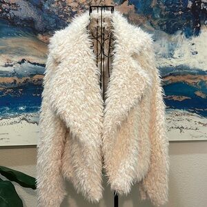 Ivory faux fur jacket